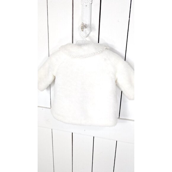 Toddler girls white faux fur button front jacket - Picture 5 of 7